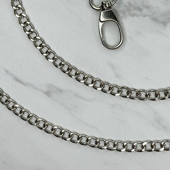 Silver Tone Skinny Chain Link Purse Handbag Bag Replacement Strap - Picture 5 of 13